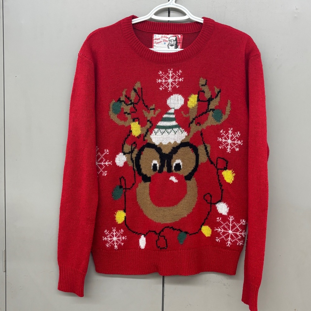 Vintage Happy Holidays Rudolph Christmas Sweater Size Large